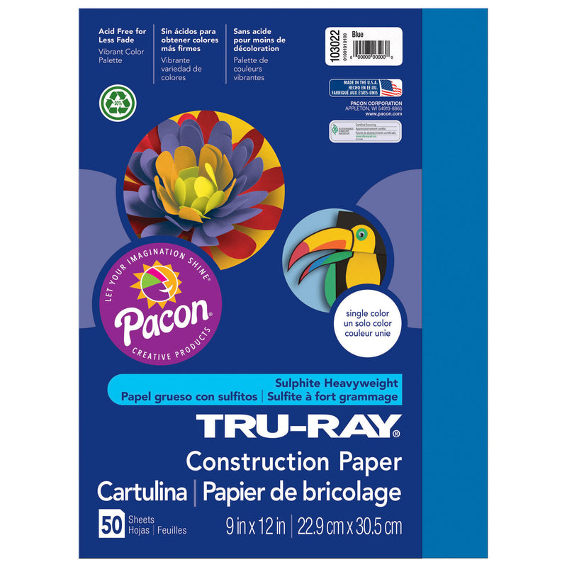 Tru Ray 9 X 12 Blue 50 Sht Construction Paper