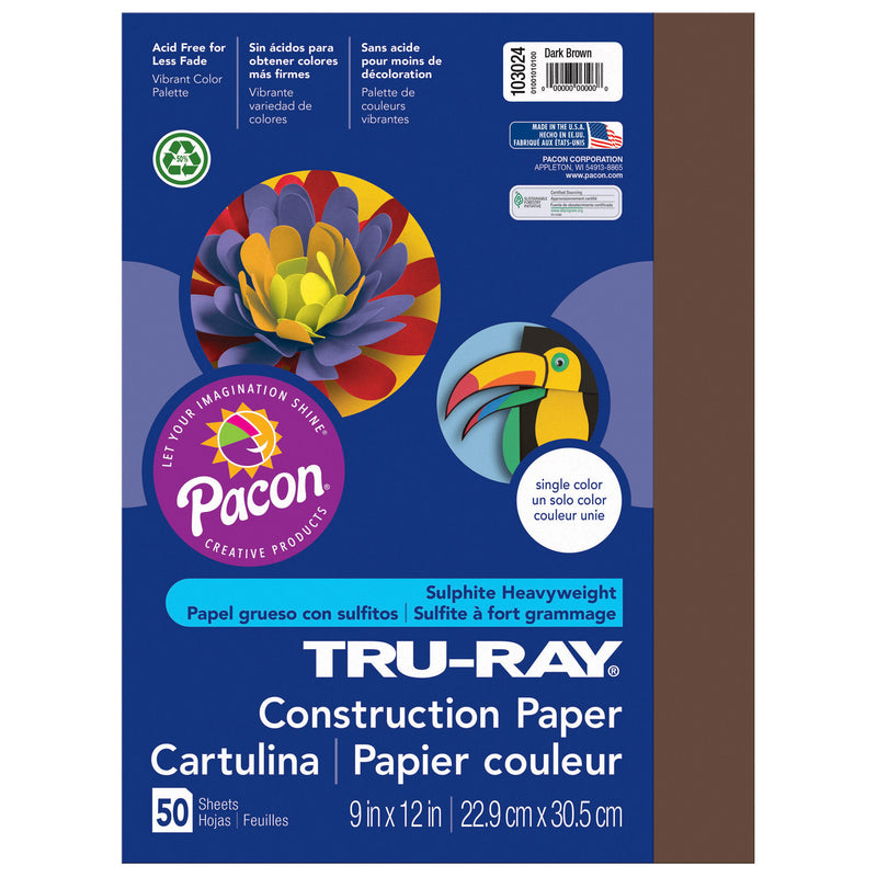 Tru Ray 9 X 12 Dark Brown 50 Sht Construction Paper