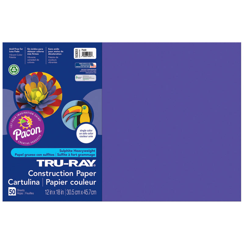 Tru Ray 12 X 18 Purple 50 Sht Construction Paper