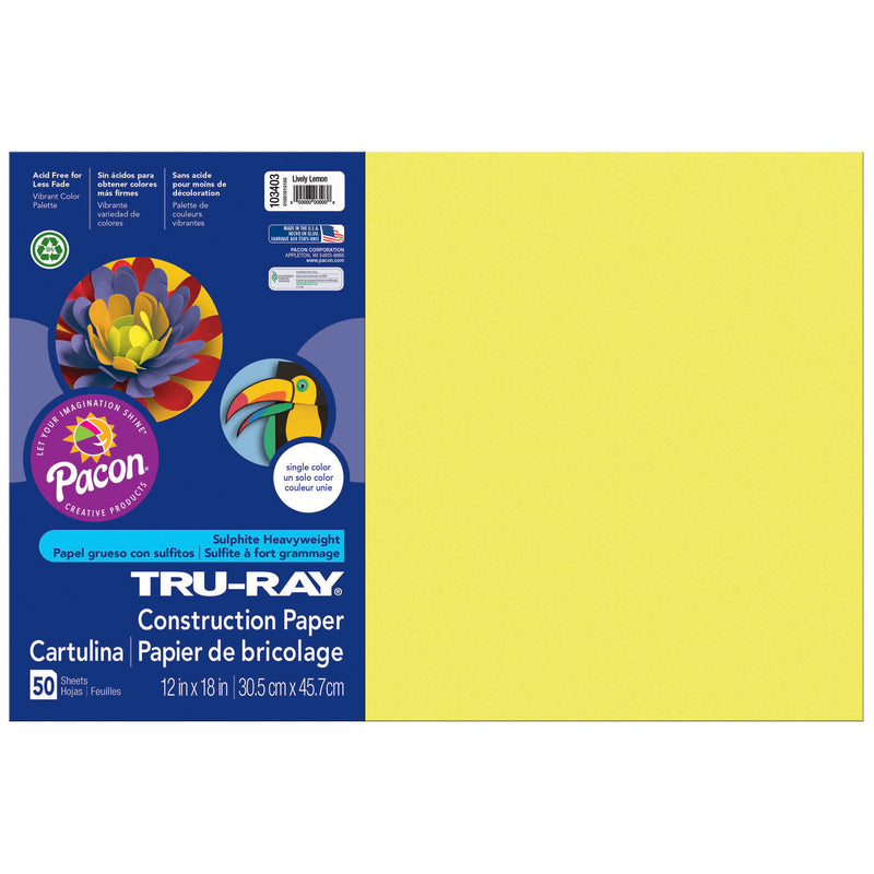 Tru Ray Lively Lemon 12x18 Fade Resistant Construction Paper