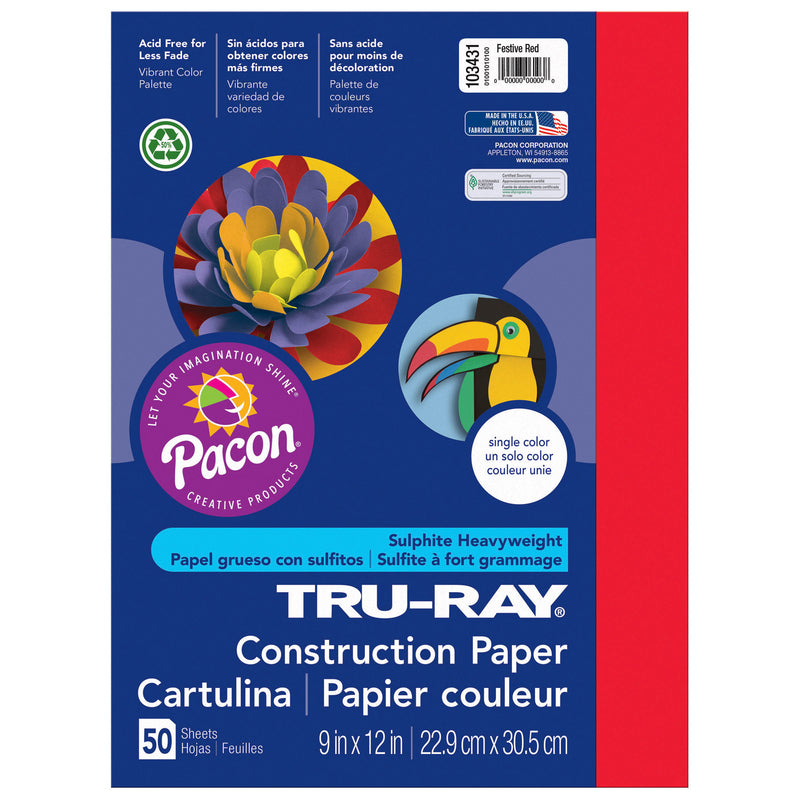 Tru Ray 9 X 12 Festive Red 50 Sht Construction Paper