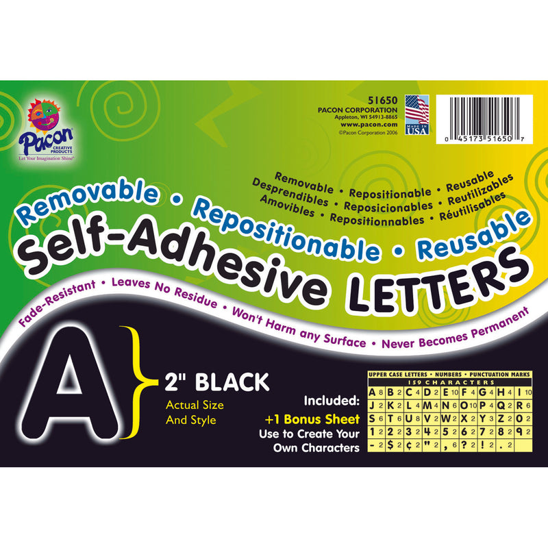 (2 Pk) Self Adhesive Letter 2in Black