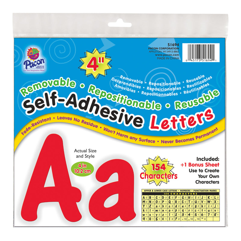 Letters Red Cheery Font 4in Self Adhesive