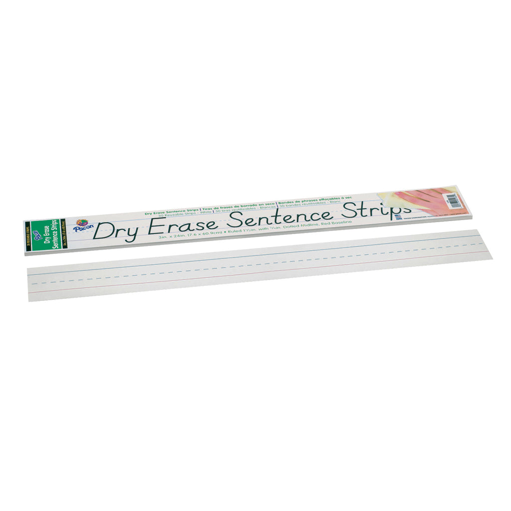 Dry Erase Sentence Strips White 3 X 24 30 Strips