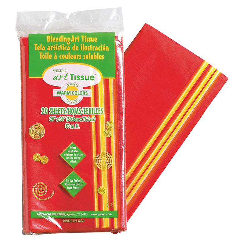 Bleeding Art Tissue 10 Color Warm Assortment 20 Sheets 20x30