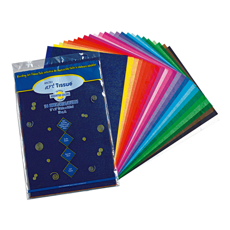 Bleeding Art Tissue 25 Assorted Colors 100 Sheets 12x18