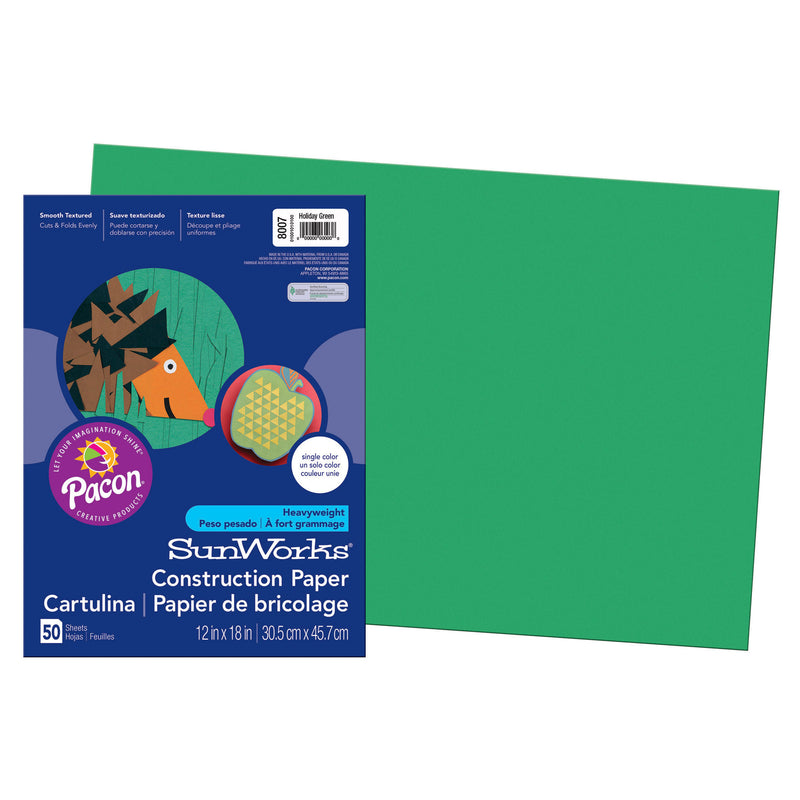 Sunworks 12x18 Holiday Green 50ct Construction Paper