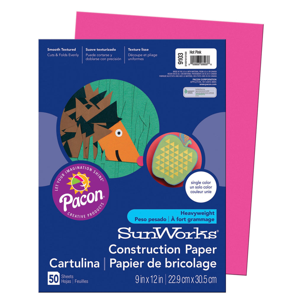 Sunworks 9x12 Hot Pink 50ct Construction Paper