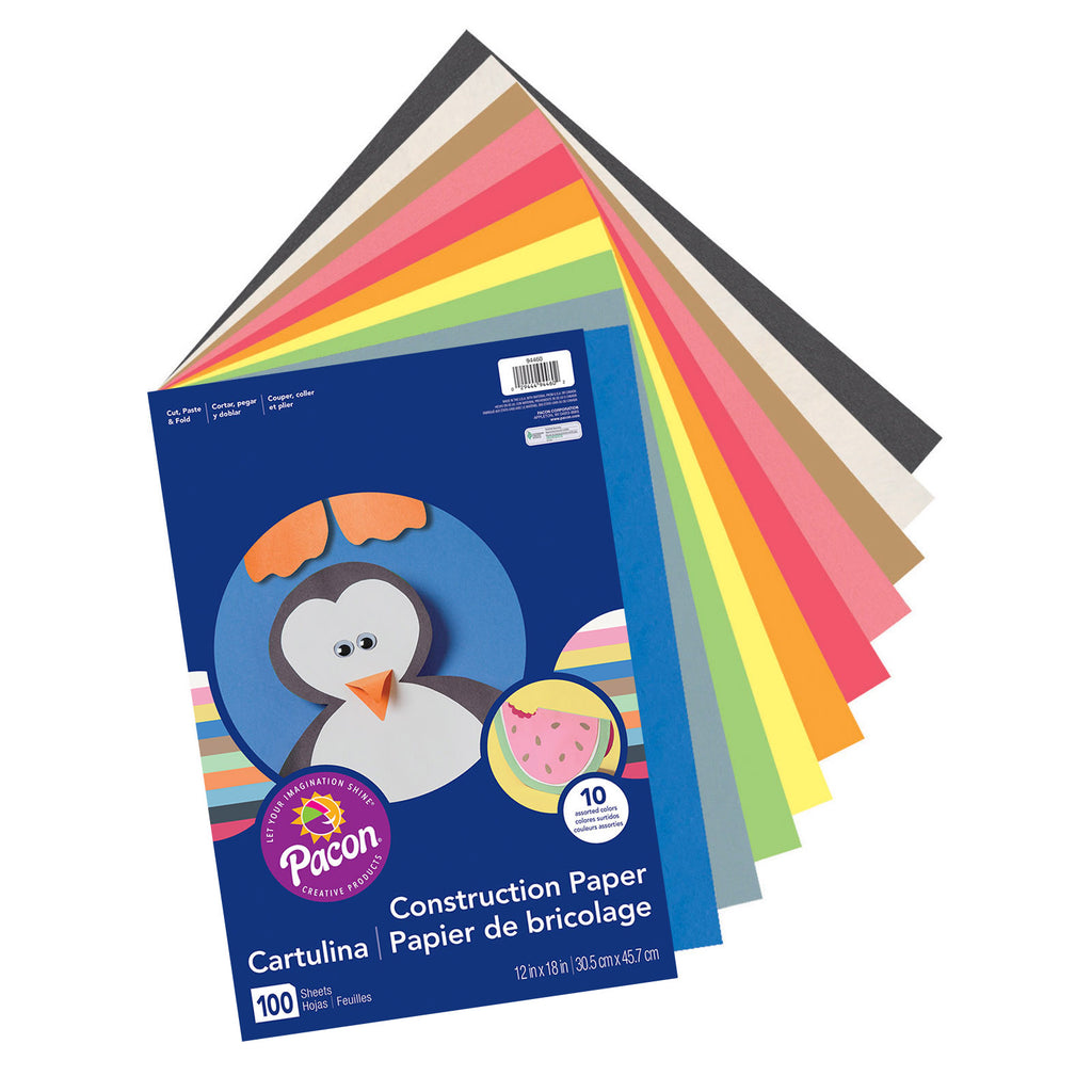 Construction Paper Assorted 12x18 100 Sht