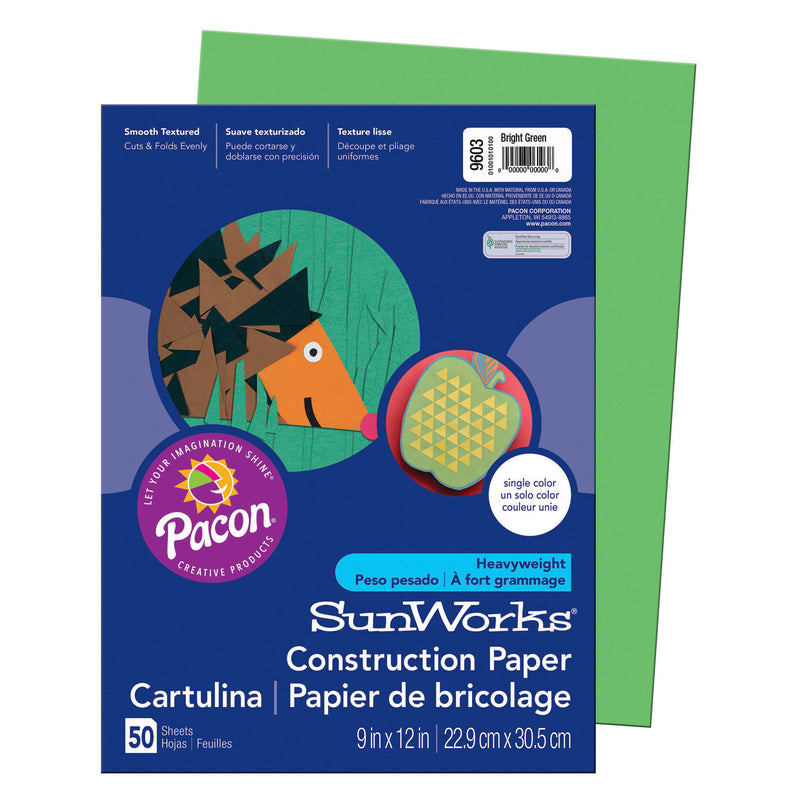 Sunworks 9x12 Bright Green 50shts Construction Paper