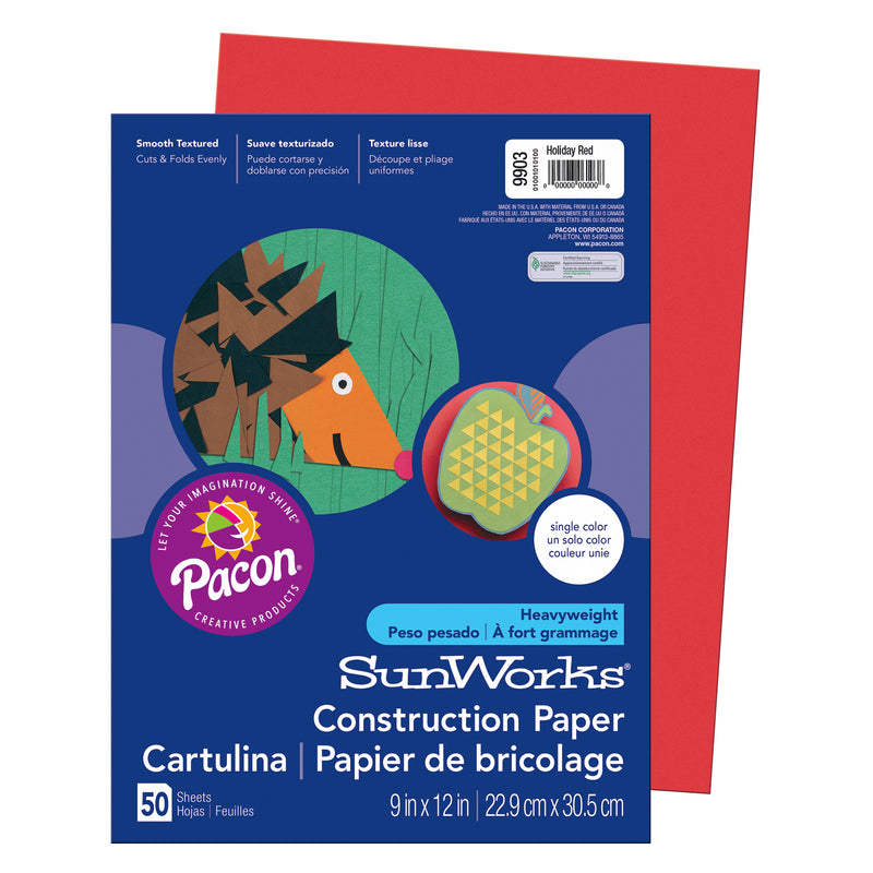 Sunworks 9x12 Holiday Red 50ct Construction Paper