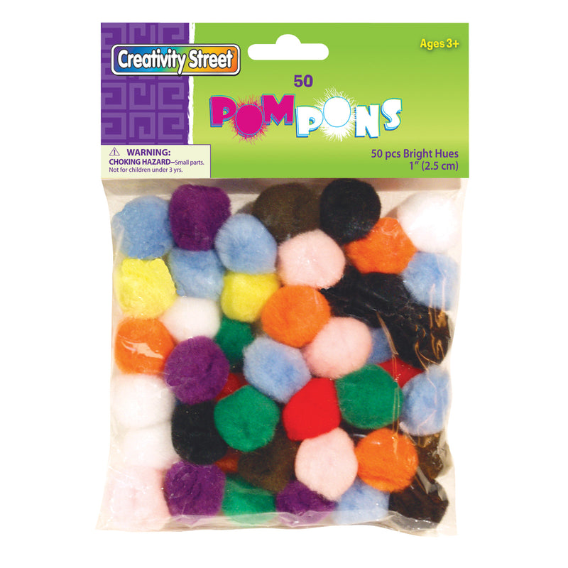 Pom Pons Bright Hues 1in 50 Pieces