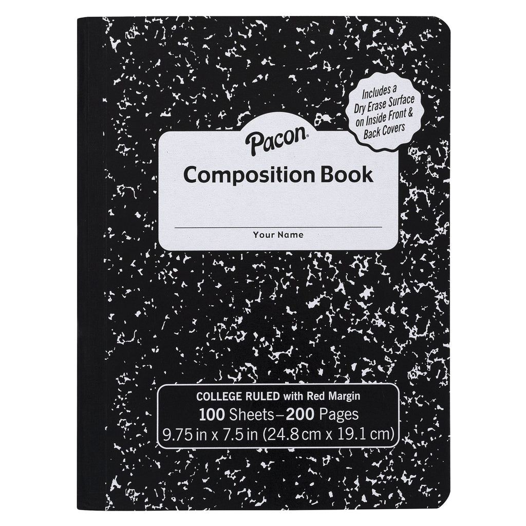 College Comp Book W-dry Erase Blk