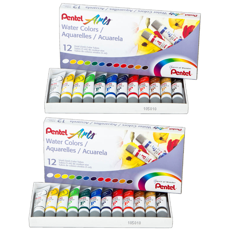 (2 St) 12 Color Pentel Arts Watercolor Set