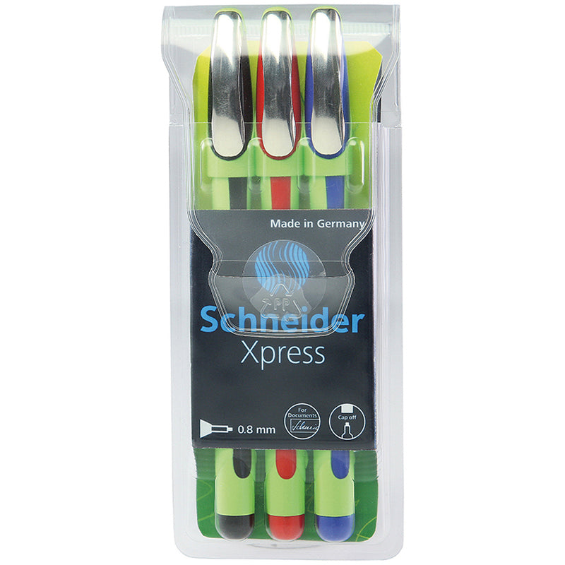 Schneider 3pk Assorted Xpress Fineliner Fiber Tip Pen