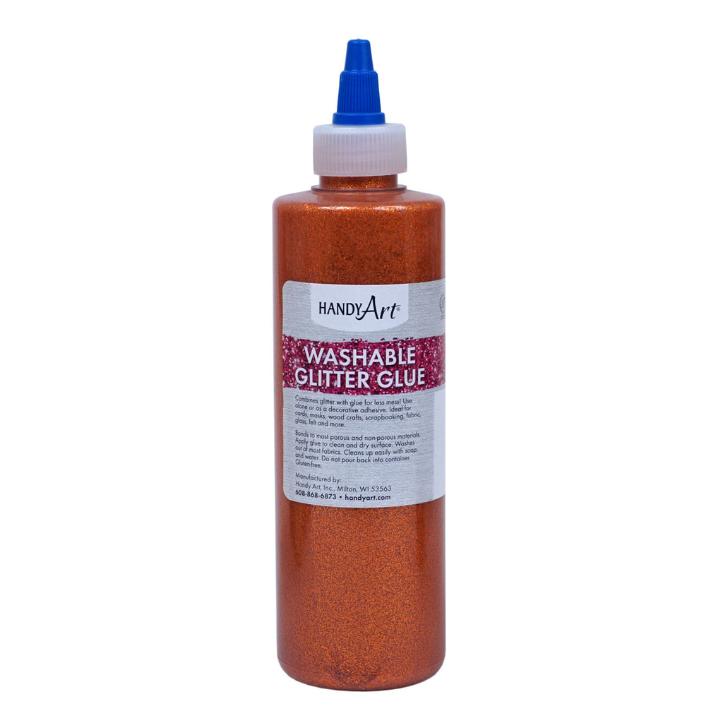 Washable Glitter Glue 8 Oz Orange Handy Art