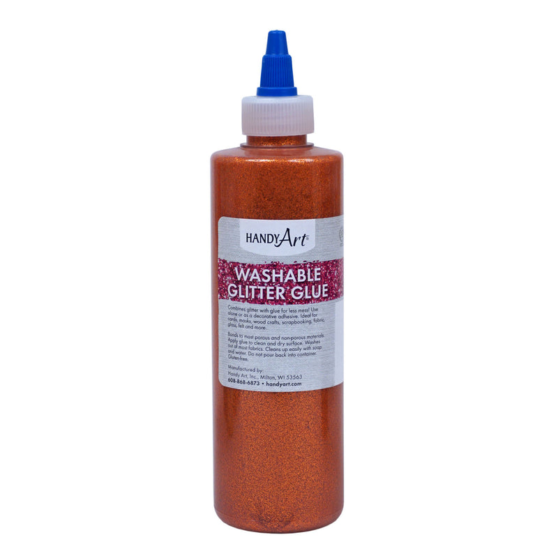 Washable Glitter Glue 8 Oz Orange Handy Art