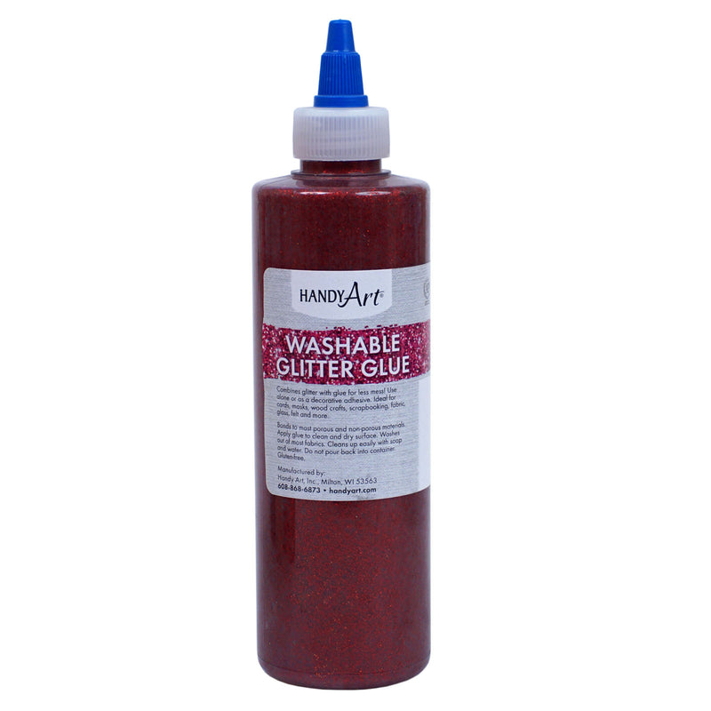 Washable Glitter Glue 8 Oz Red Handy Art