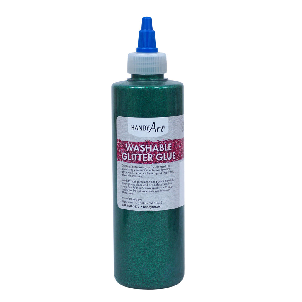 Washable Glitter Glue 8 Oz Green Handy Art