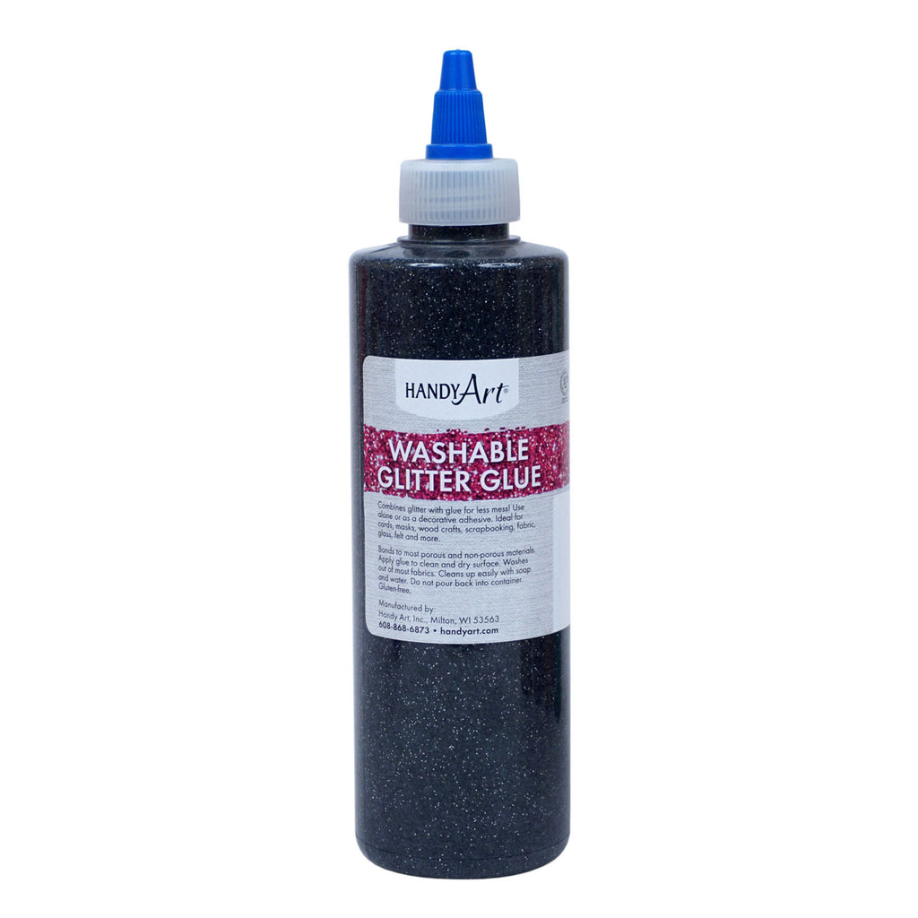 Washable Glitter Glue 8 Oz Black Handy Art