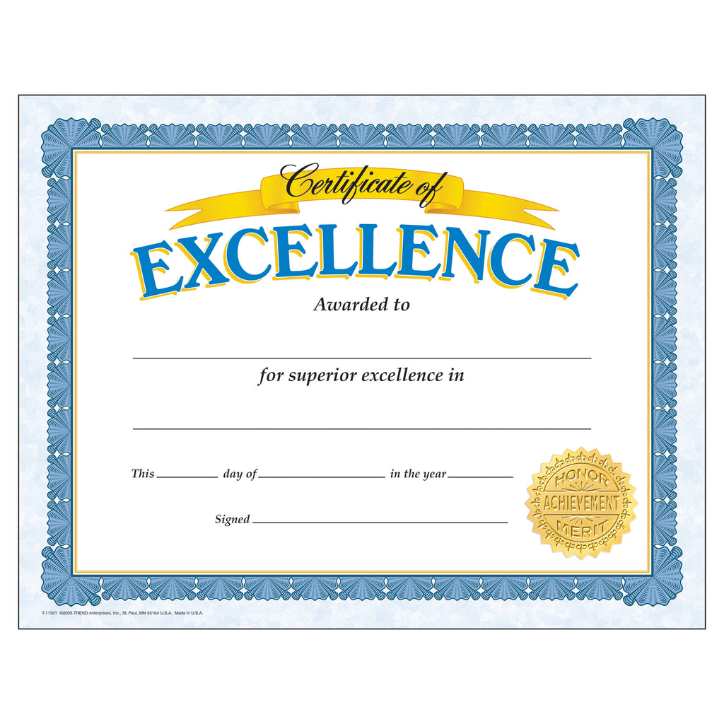 Certificate Of Excellence 30-pk