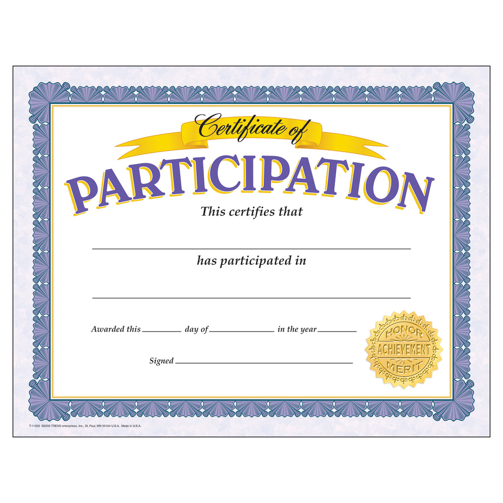 Certificate Of Participation 30-pk