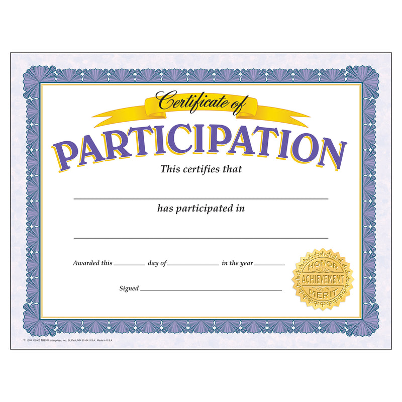 Certificate Of Participation 30-pk