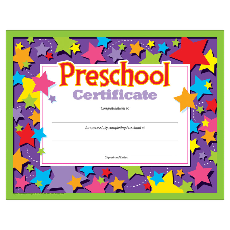 Preschool Certificate 30-pk