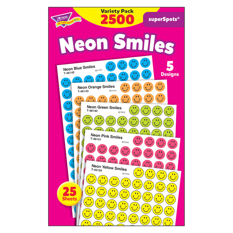 Superspots Stickers Neon 2500-pk Smiles