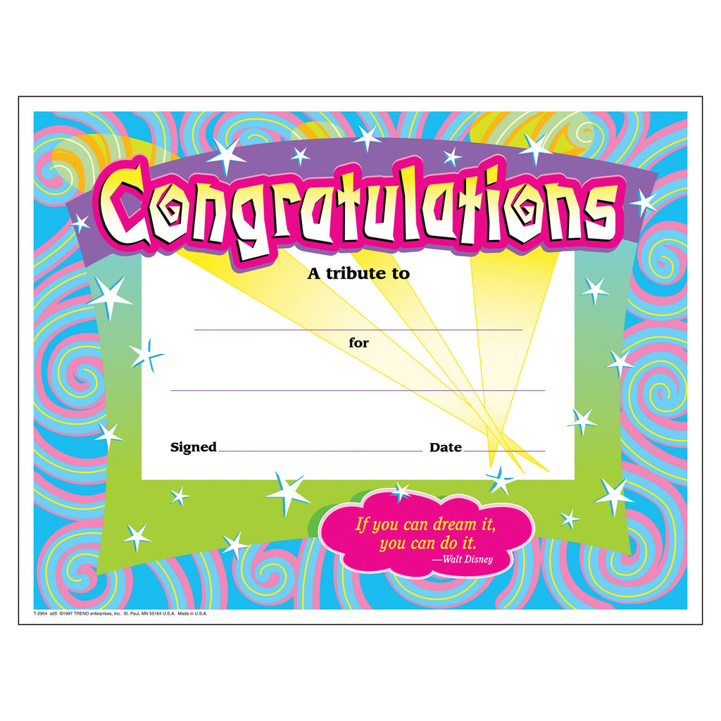 Certificate Congratulations 30-pk Spirals 8-1-2 X 11