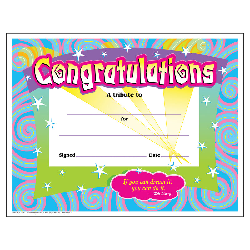 Certificate Congratulations 30-pk Spirals 8-1-2 X 11