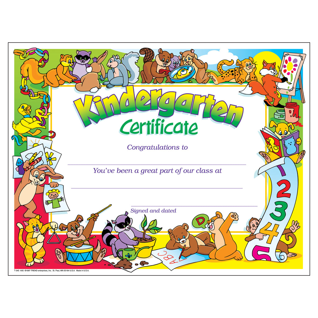 Certificate Kindergarten 30-pk 8-1-2 X 11