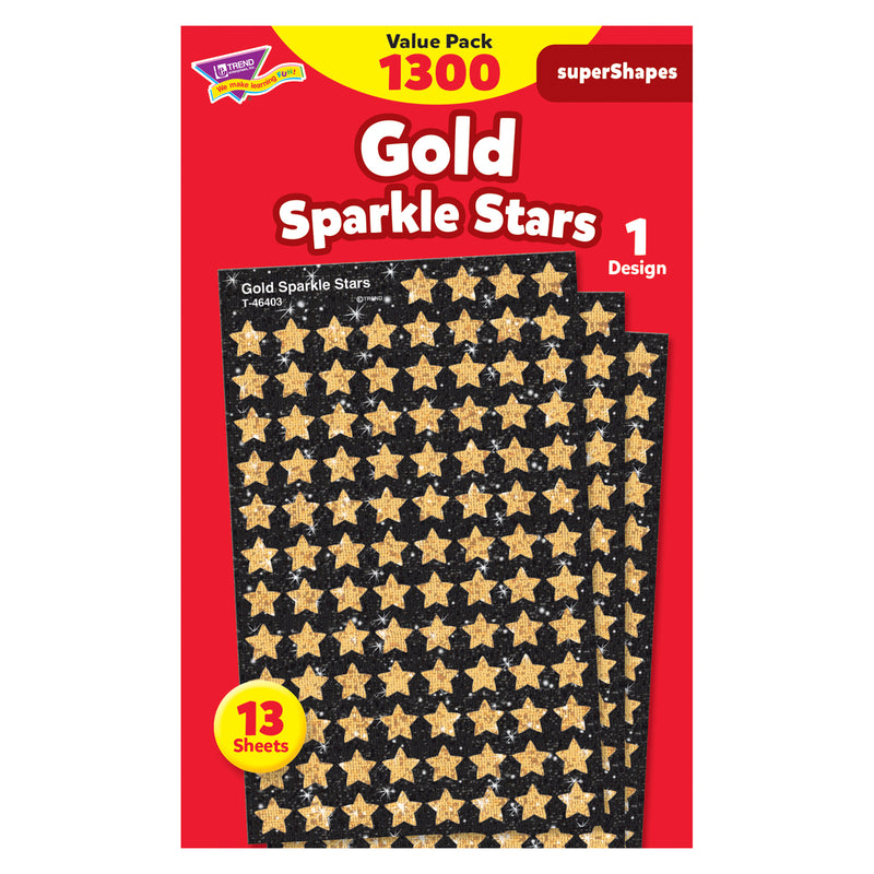 Gold Sparkle Stars Supershapes Value Pack