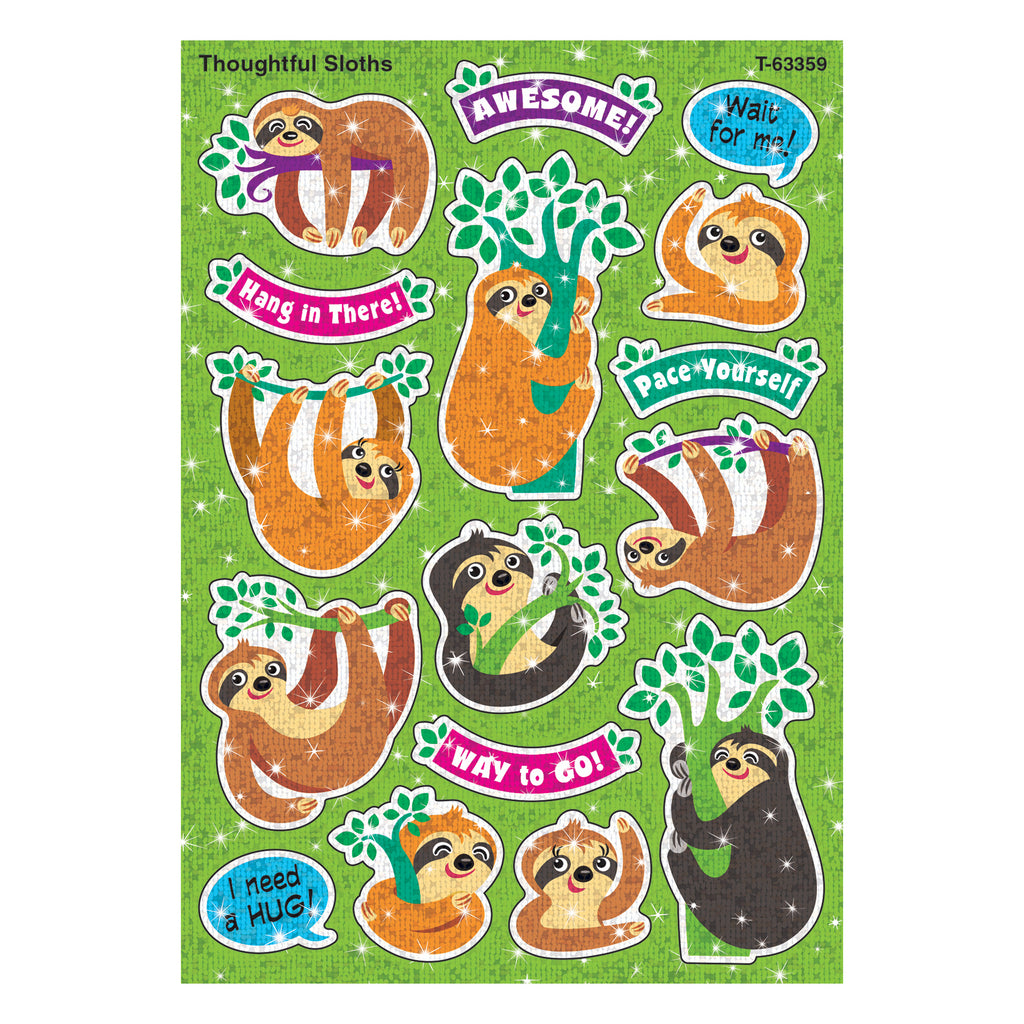 Thoughtful Sloths Sparkle Stickers 32 Ct