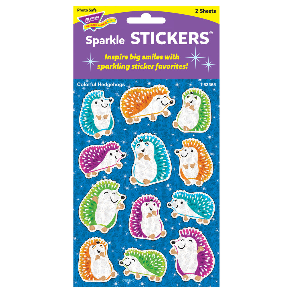 Colorful Hedgehogs Sparkle Stickers