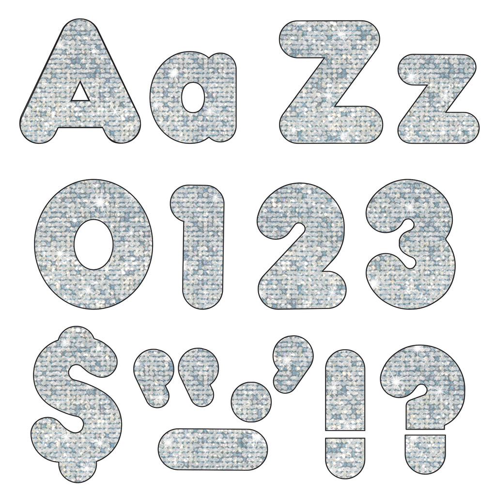 Silver Sparkle 4in Casual Combo Ready Letters