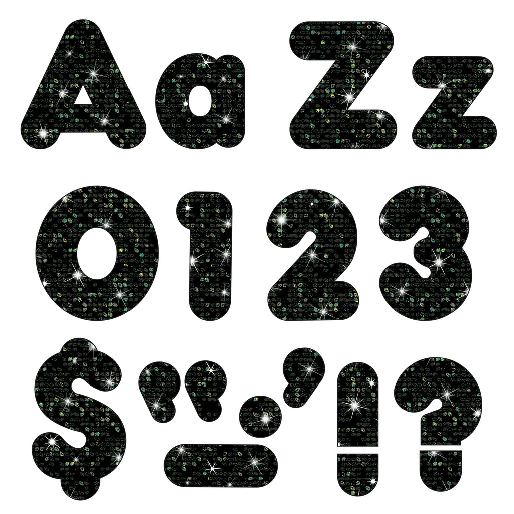Black Sparkle 4in Combo Pack Uppercase Lowercase