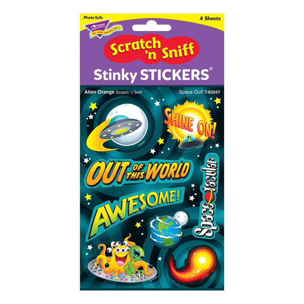 Space Out-alien Ornge Stickers 32ct