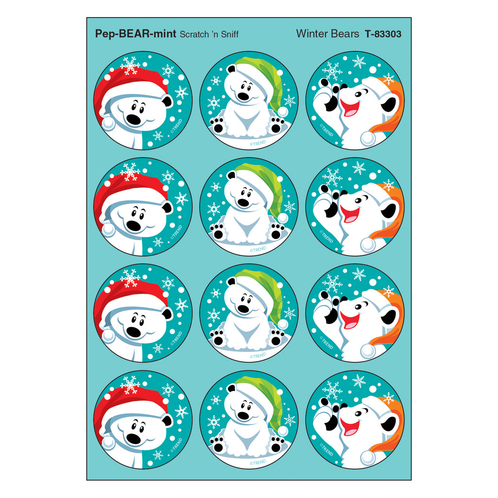 Winter Bears-pepbearmint Stinky Stickers