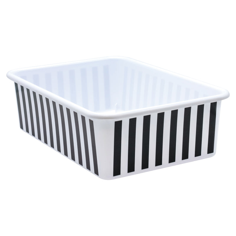 Black Wht Stripes Large Storage Bin Plastic