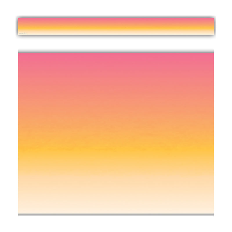 Pink and Orange Color Wash Straight Border Trim, 35 Feet