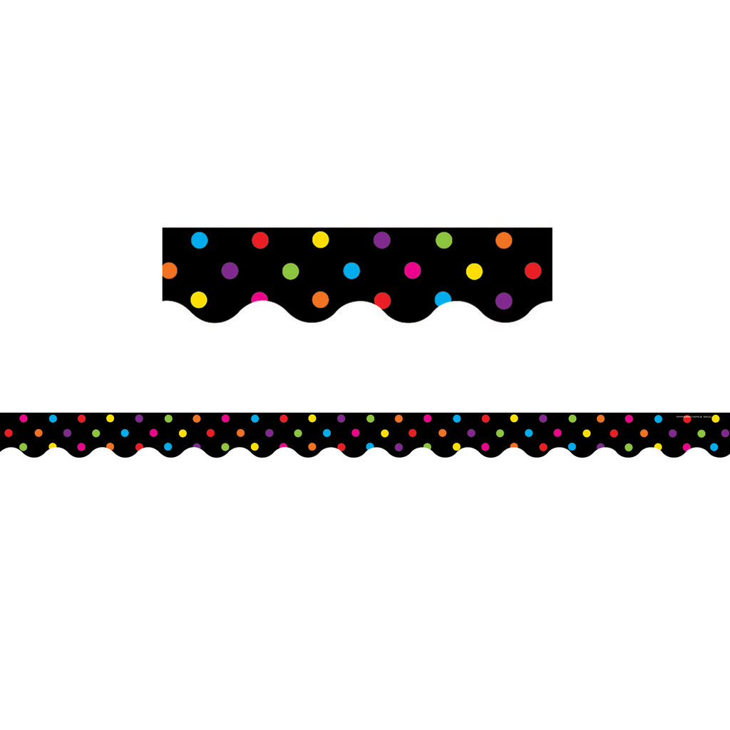 (6 Pk) Black-multicolor Dots Scalloped Border Trim