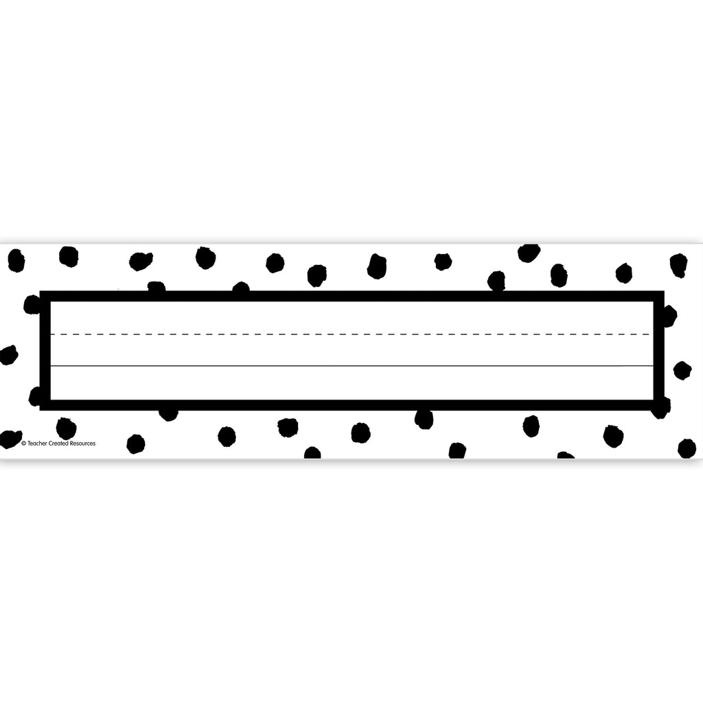 Black Painted Dots on White Flat Name Plates, 11-1-2" x 3-1-2", Pack of 36
