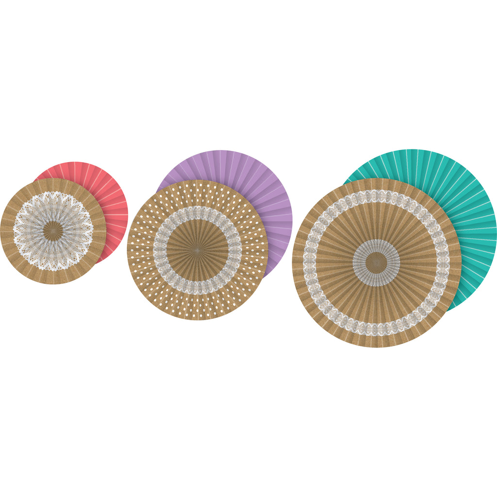 Shabby Chic Burlap Paper Fans Hanging