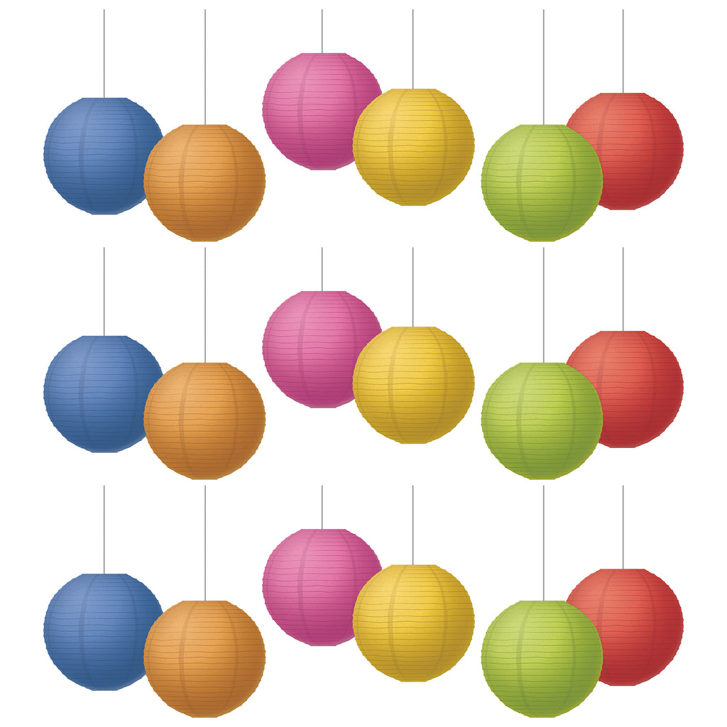 (3 Pk) Colorful Hanging Lanterns 8in Paper