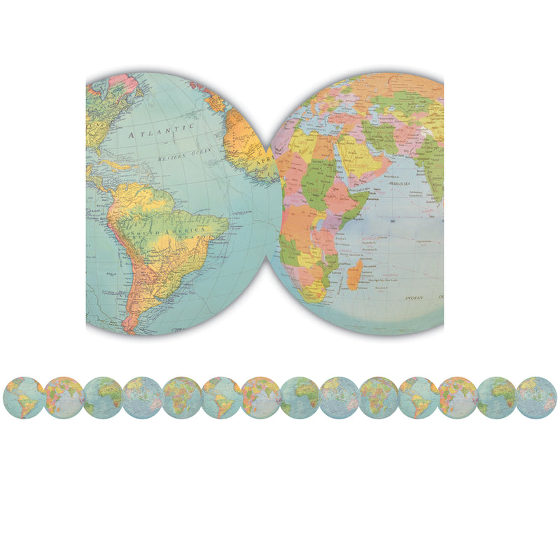 Travel The Map Globes Border Trim Die Cut