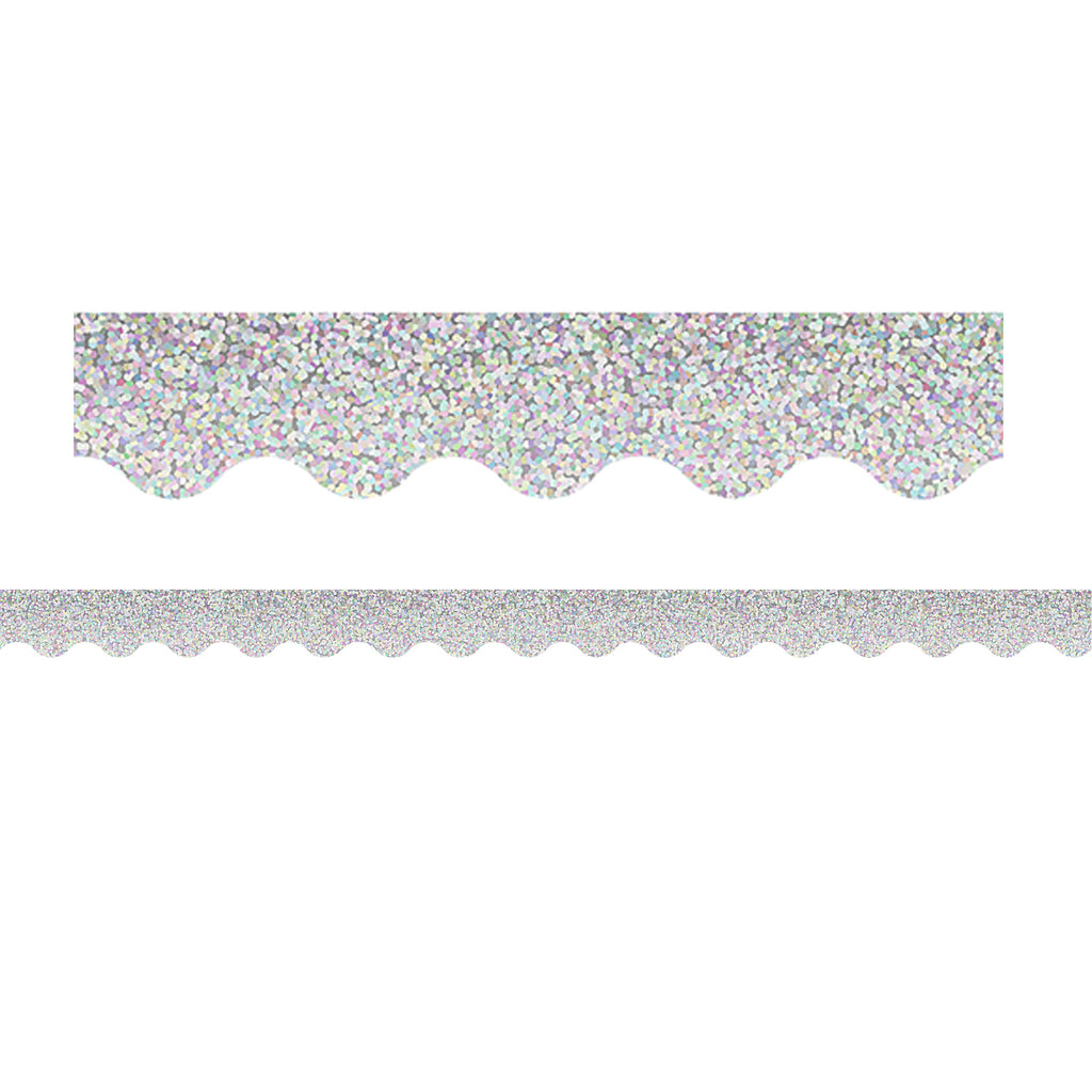 Silver Sparkle Scalloped Border