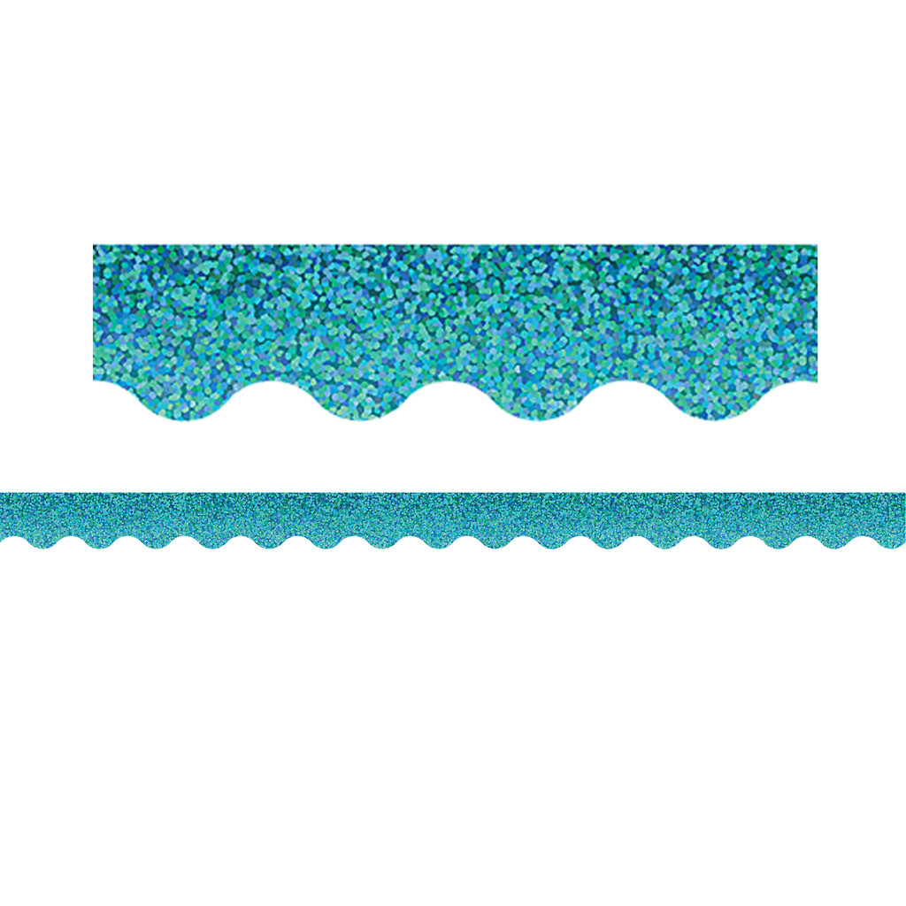 Teal Sparkle Scalloped Border Trim