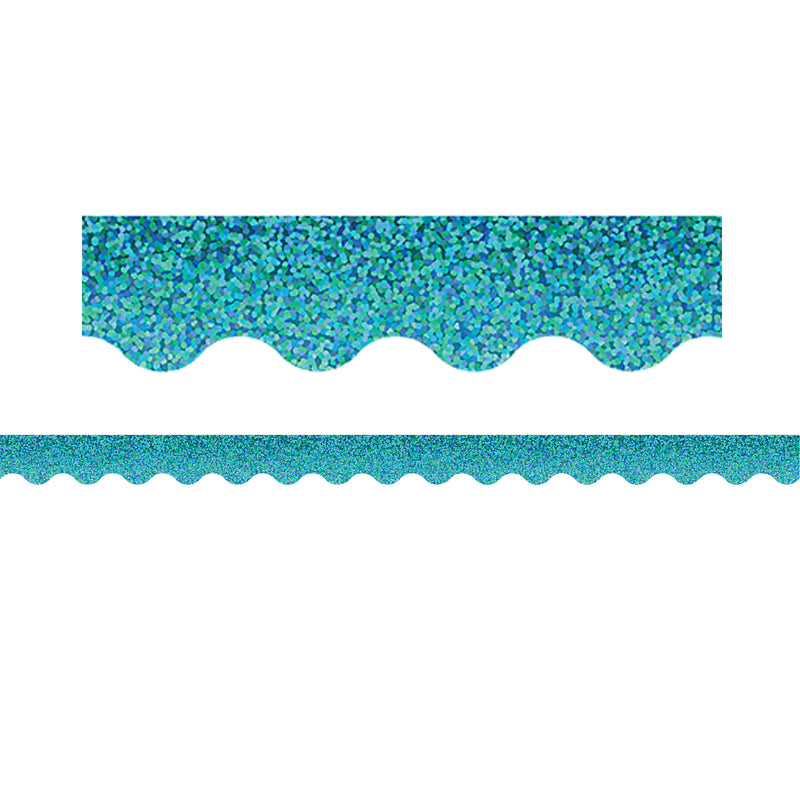 Teal Sparkle Scalloped Border Trim