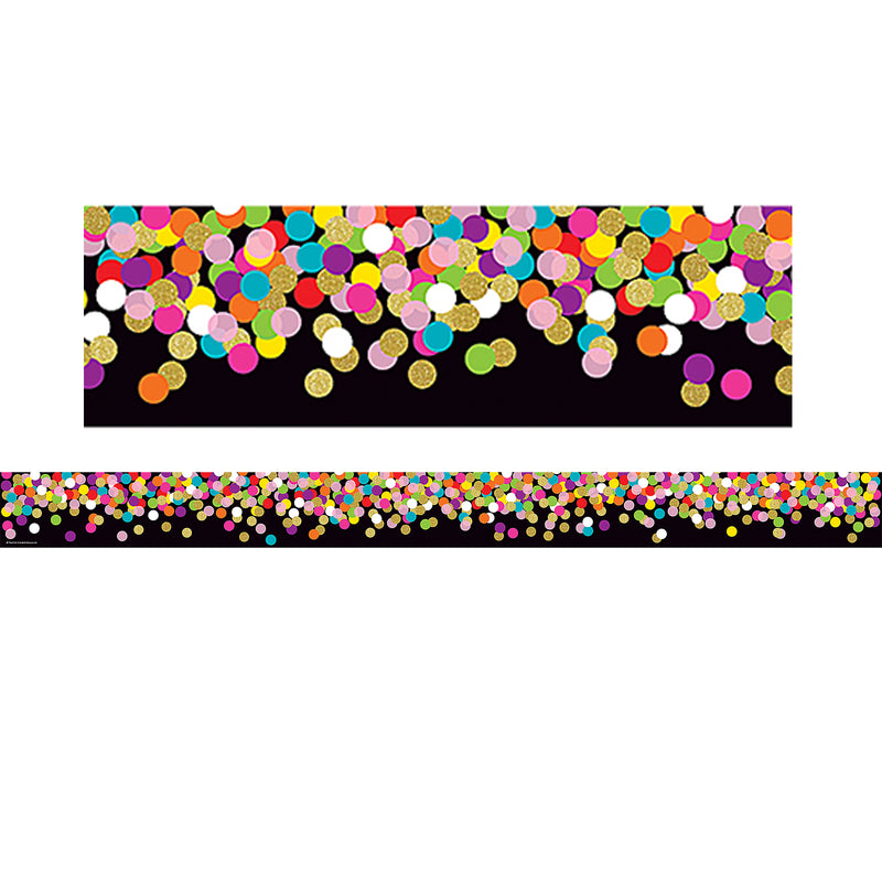 Confetti On Black Straight Border